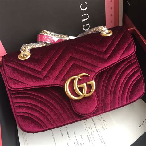 gucci marmont red velvet bag|authentic Gucci Marmont small bag.